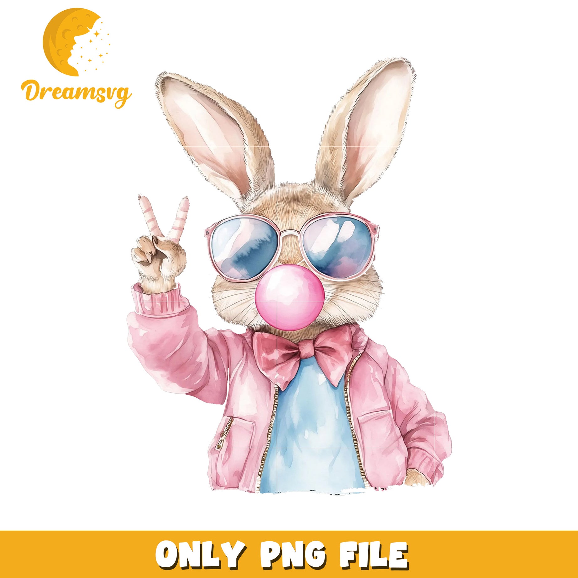 Cute Bunny in Pink Jacket PNG Image