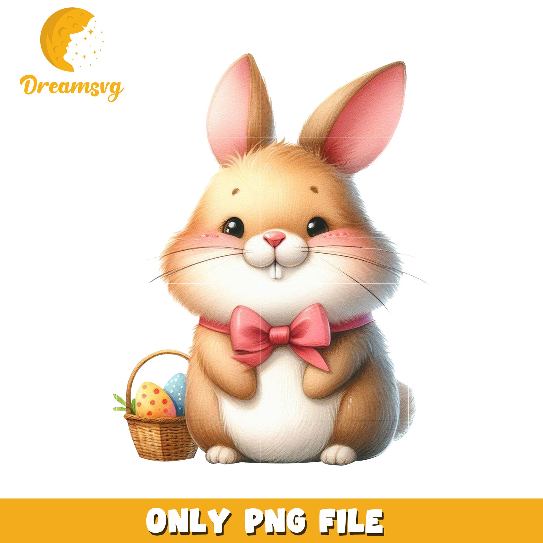 Cute Bunny with Easter Eggs PNG File for Kids Design