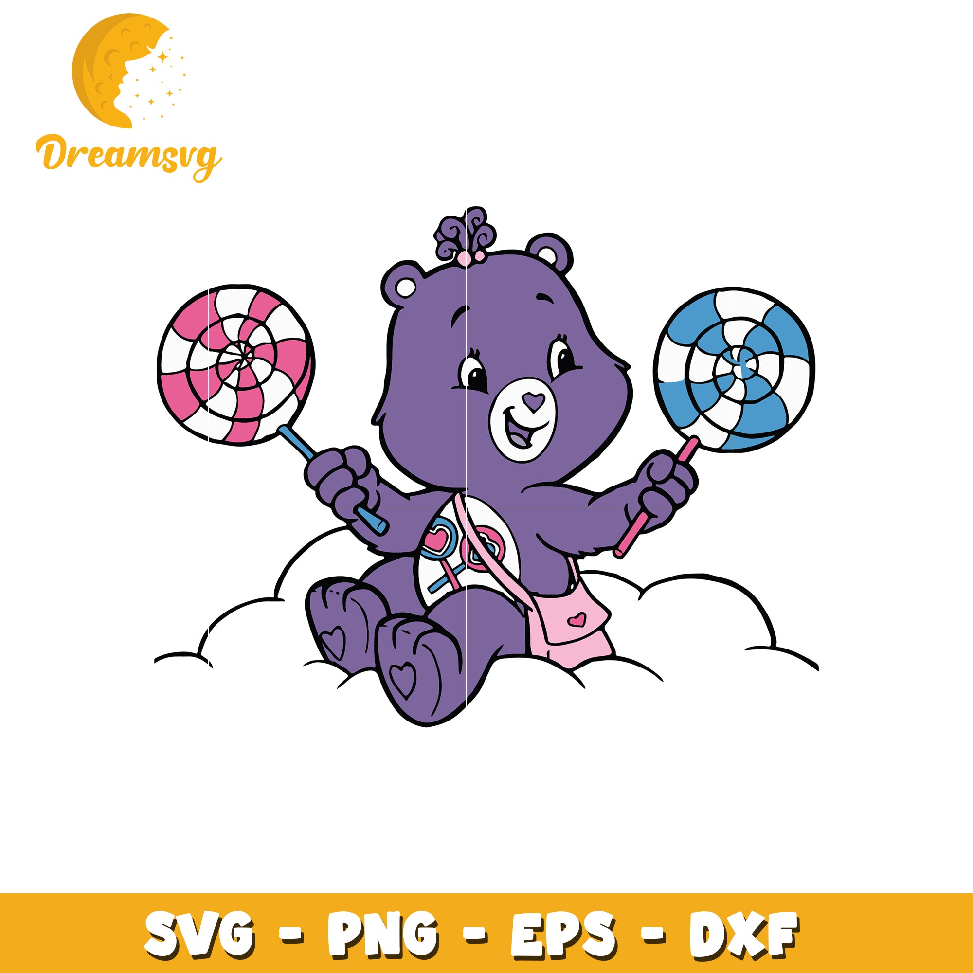 Cute Care Bear SVG with Lollipops