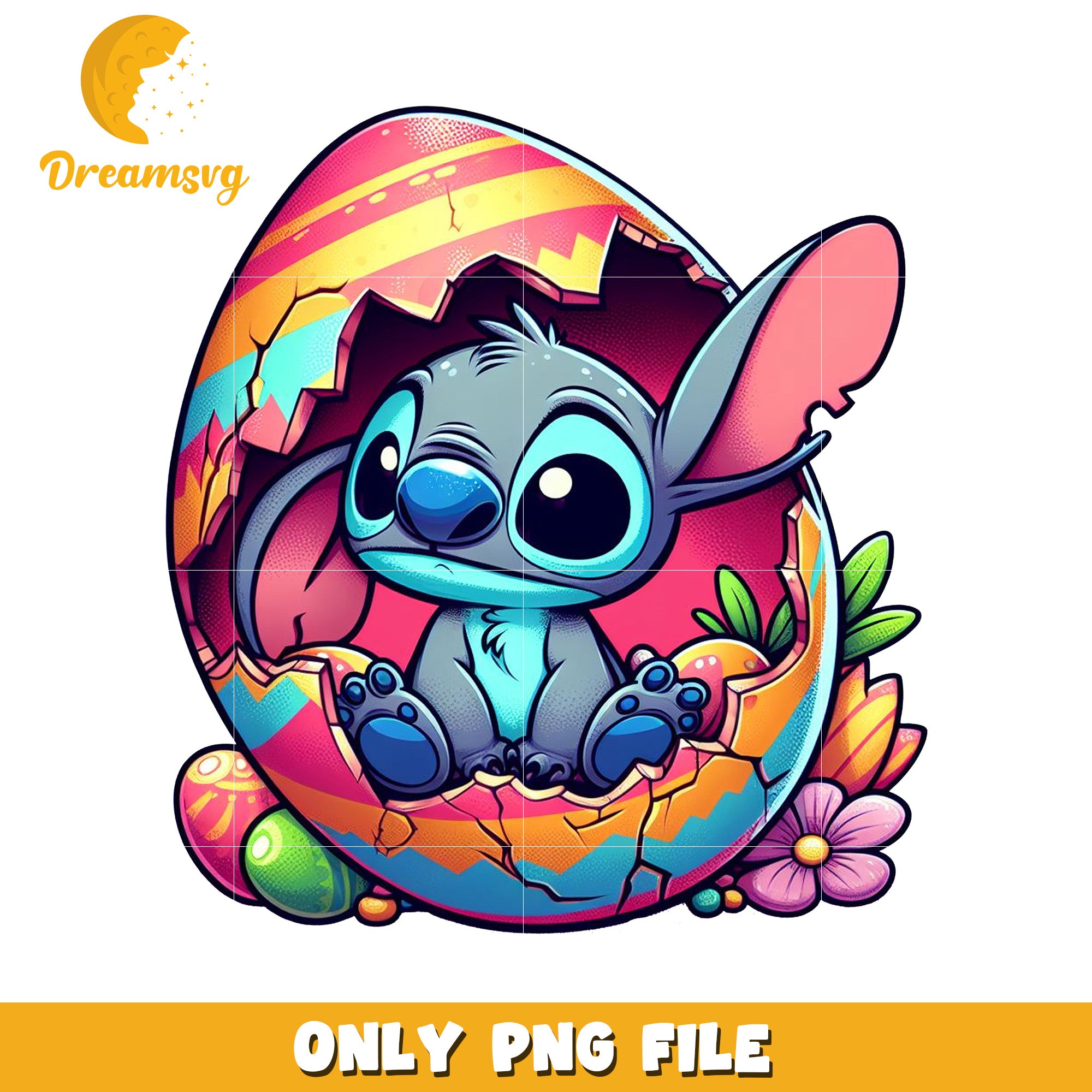 Cute Cartoon Alien in Colorful Egg PNG File Download