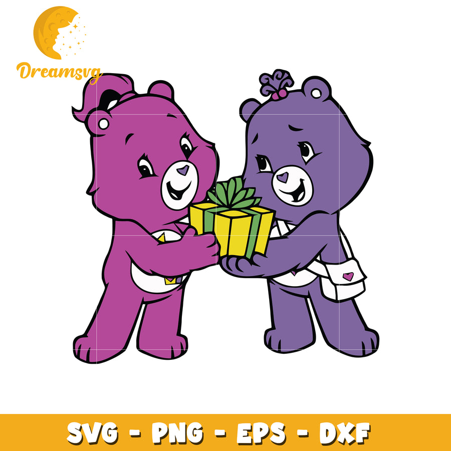 Cute Cartoon Bears with Gift SVG Perfect for Crafting Projects