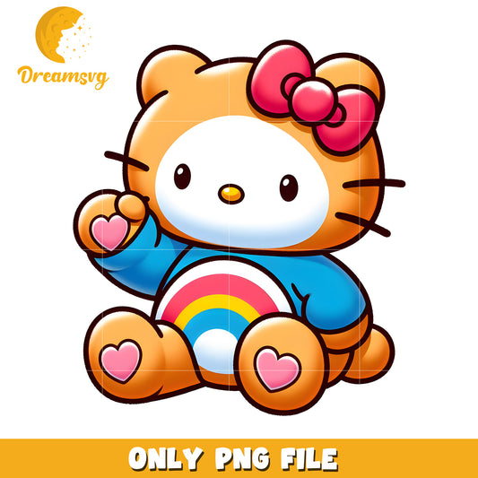 Cute Cartoon Bear with Rainbow Shirt and Heart PNG File
