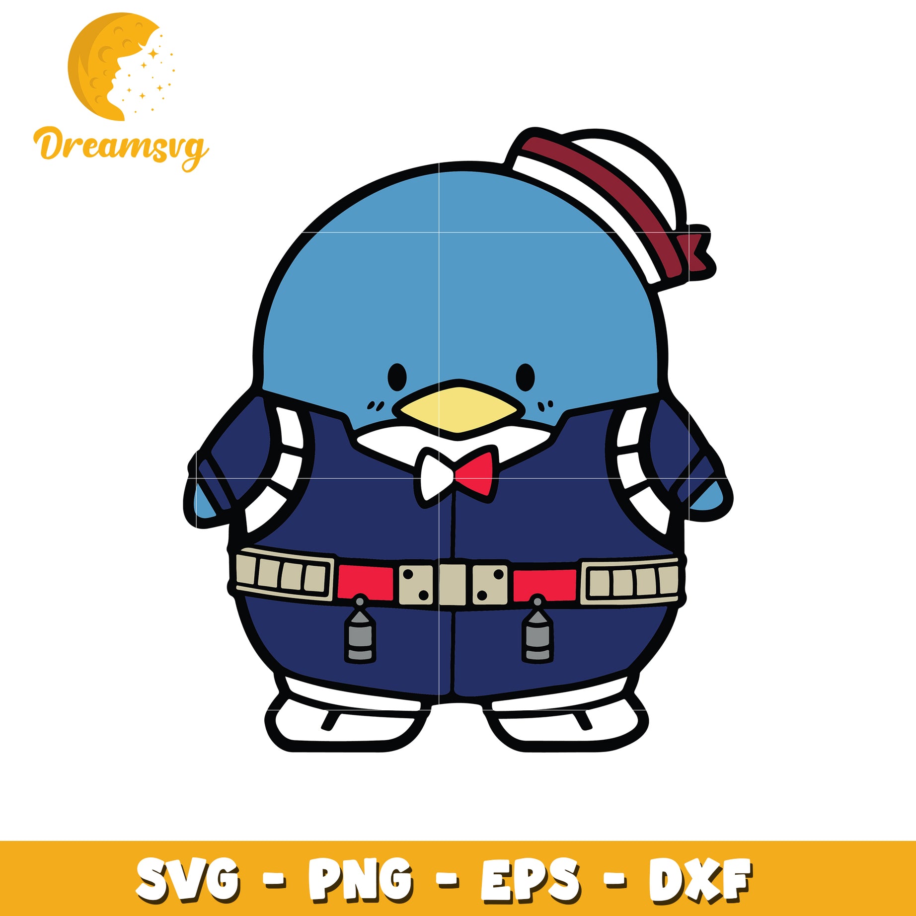 Cute Cartoon Blue Bird in Suit SVG PNG EPS DXF Graphic Design