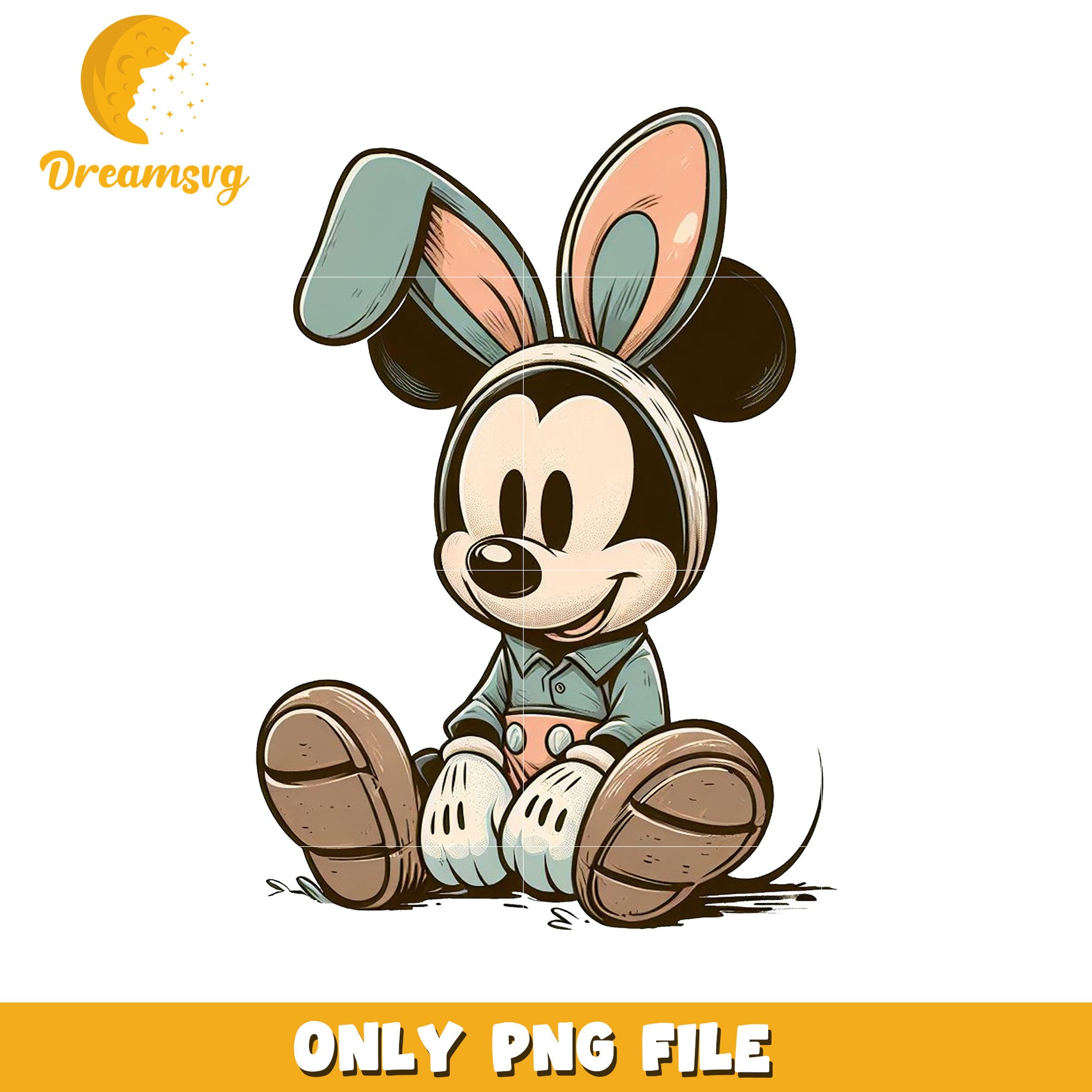 Cute Cartoon Bunny Mickey Mouse PNG File for Design Use