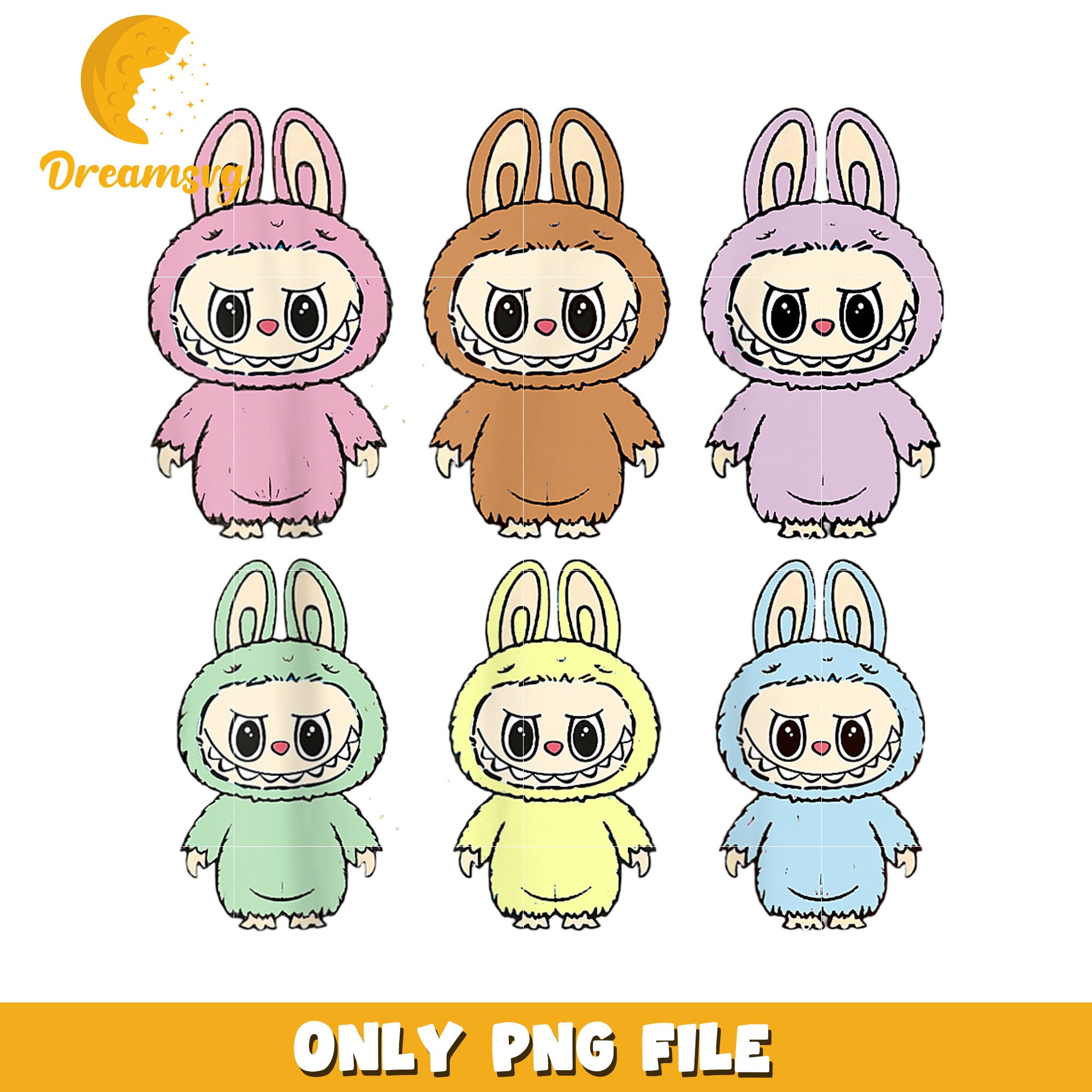 Cute Cartoon Bunny PNG Files, Adorable Digimal Characters Set