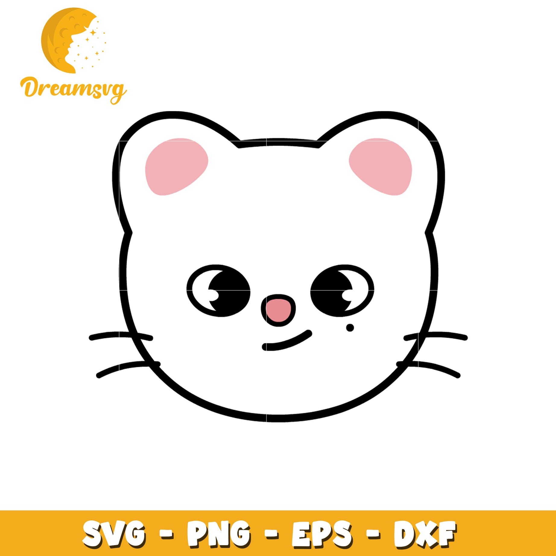 Cute Cartoon Cat Face SVG Clipart for Crafting and Design Use