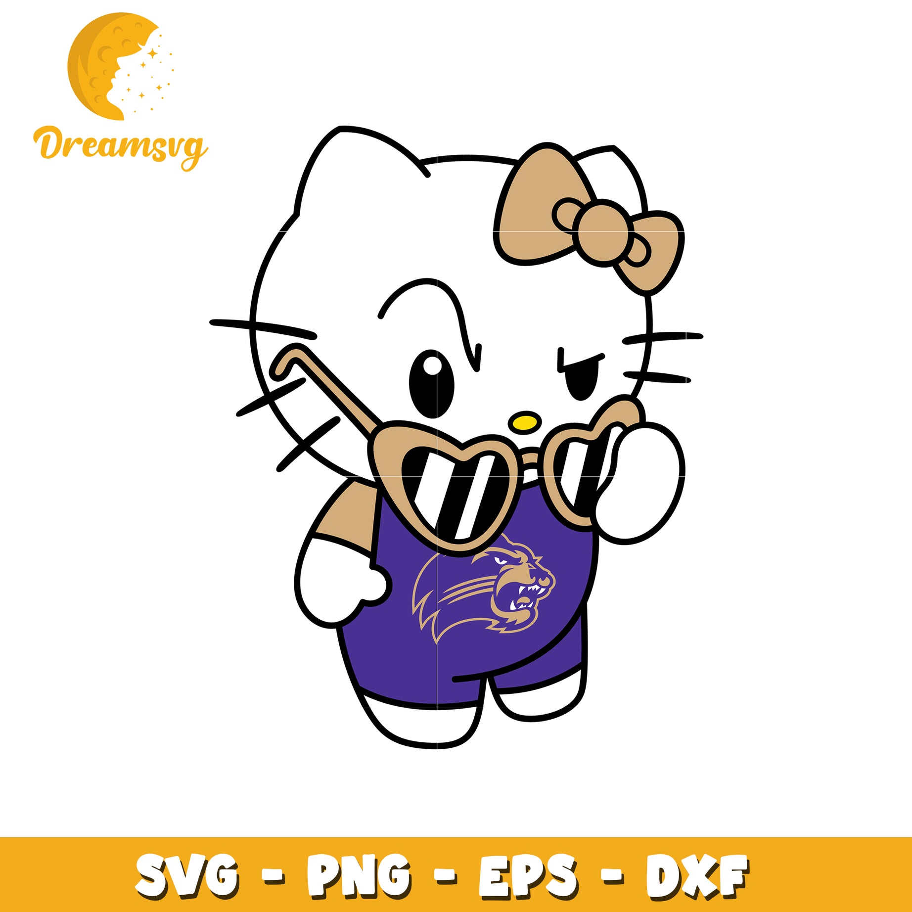 Cute Cartoon Cat with Sunglasses SVG Design File