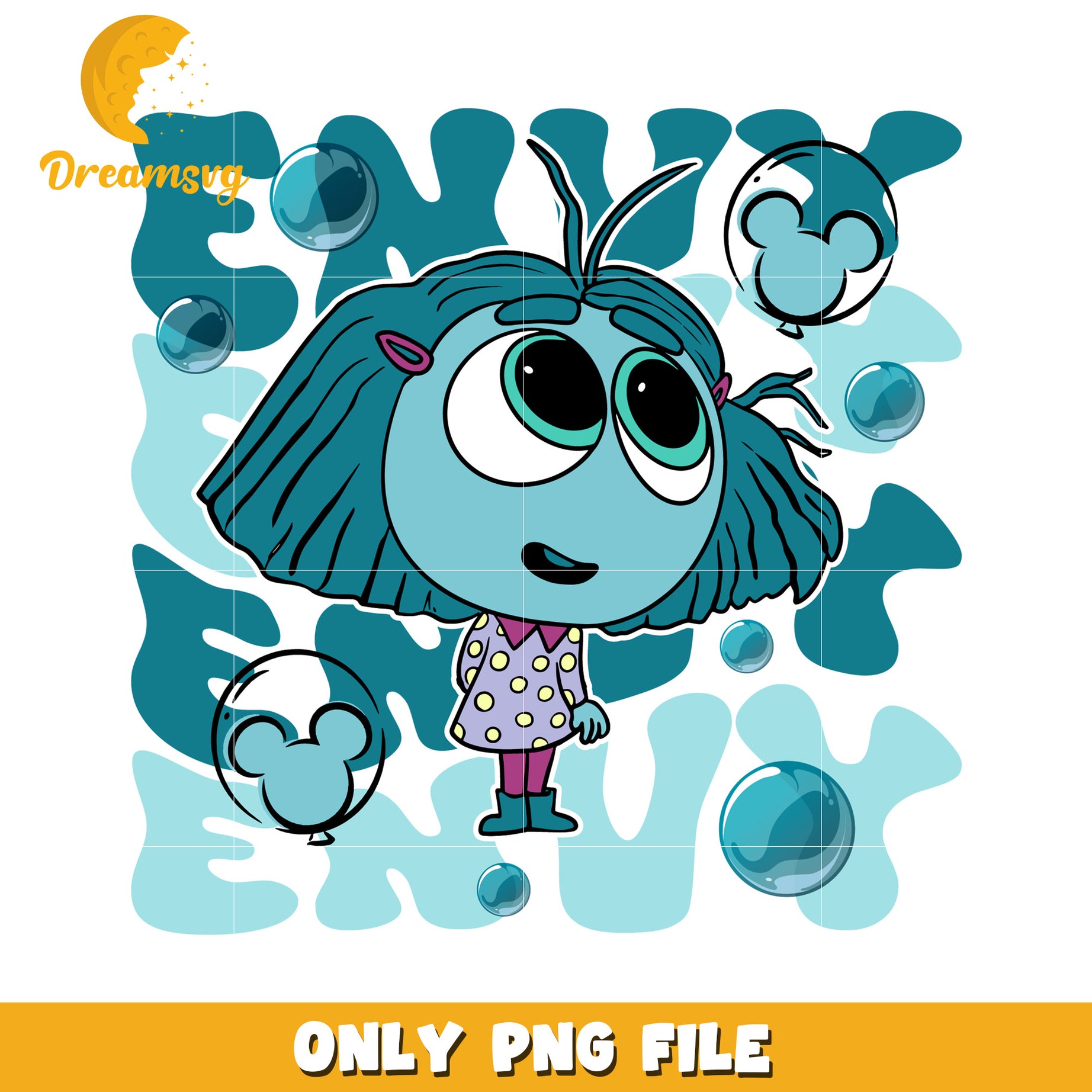 Cute Cartoon Character in Bubbles PNG File Download