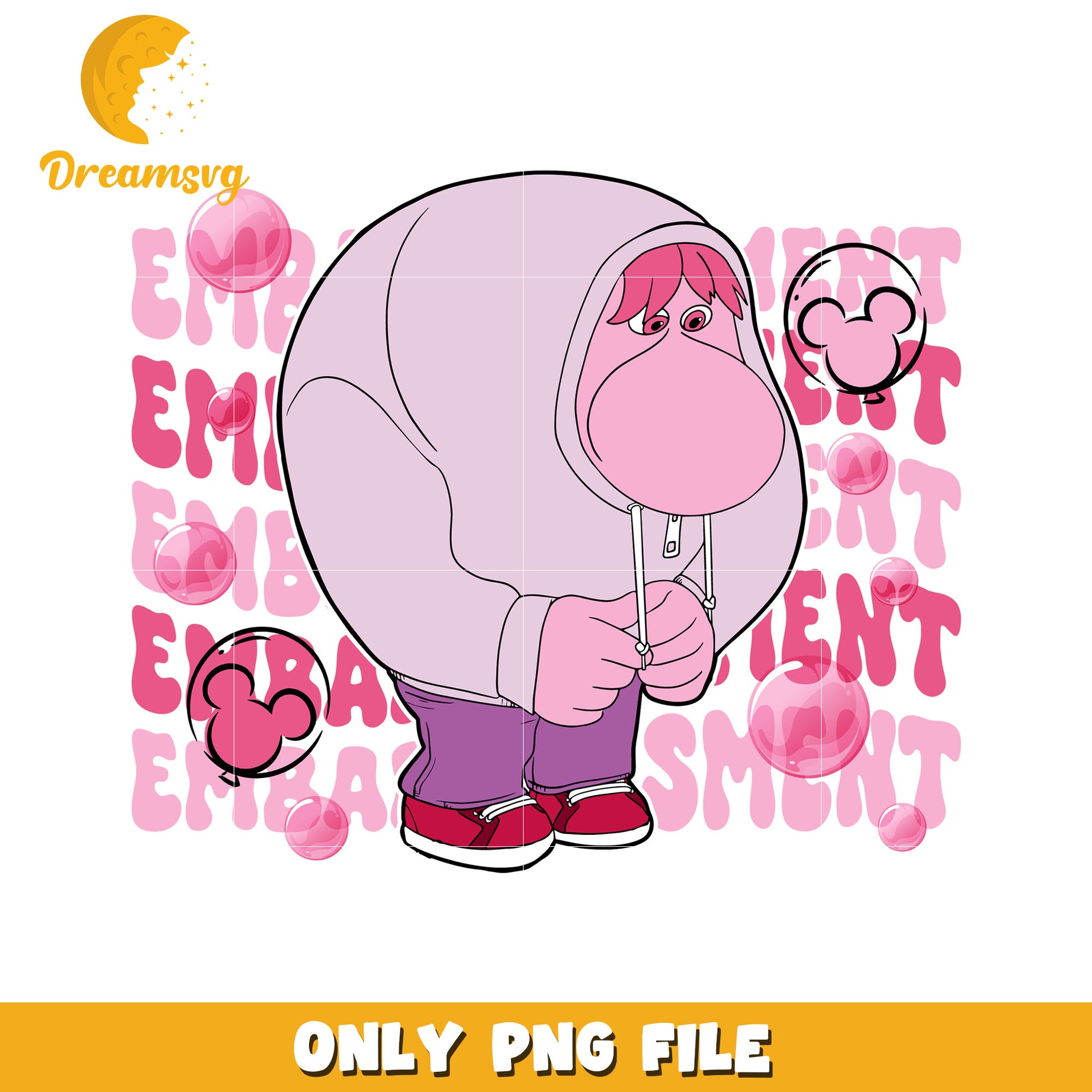 Cute Cartoon Character in Pink Hoodie PNG Design File