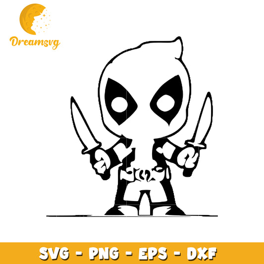 Cute Cartoon Character with Swords SVG Cut File Design