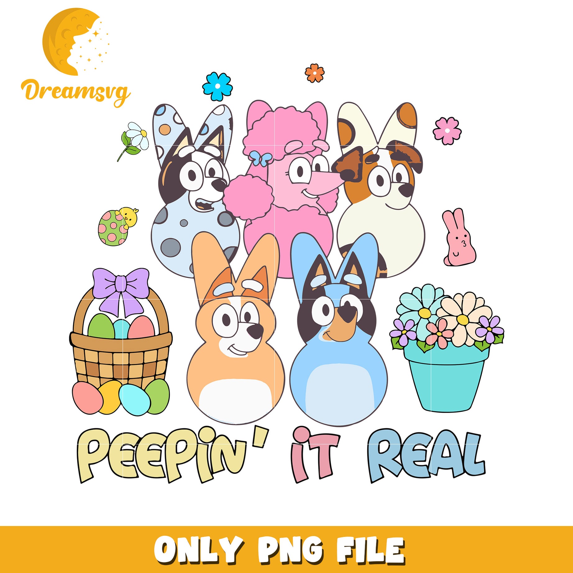 Cute Cartoon Corgis with Easter Basket PNG Image Design