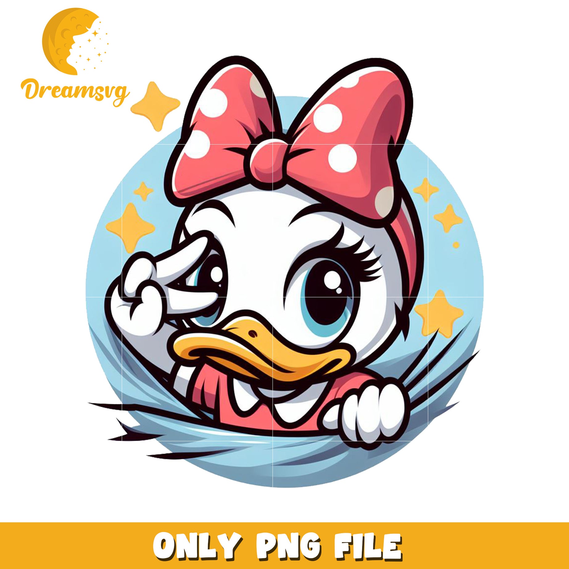 Cute Cartoon Duck with Bow PNG File for Download