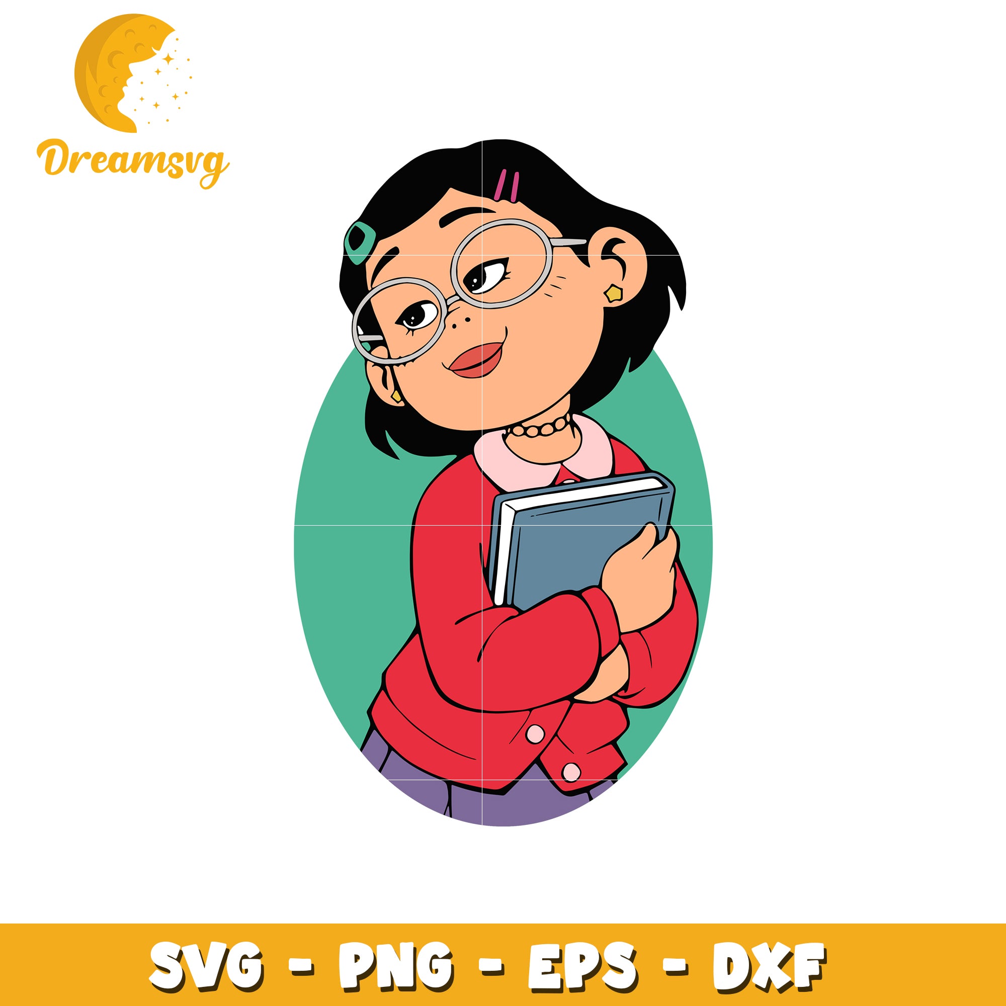 Cute Cartoon Girl Holding Book SVG Design File