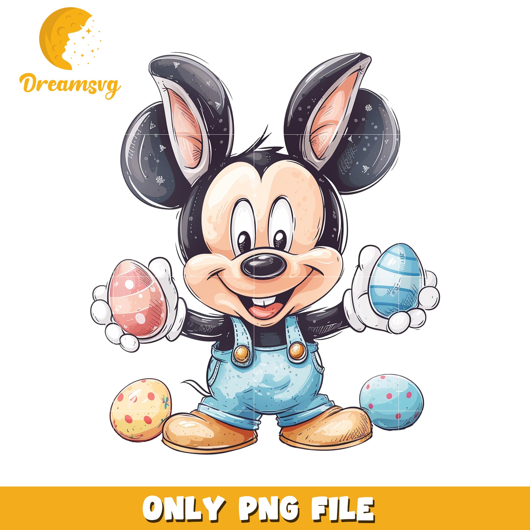 Cute Cartoon Mouse Holding Easter Eggs PNG File Download