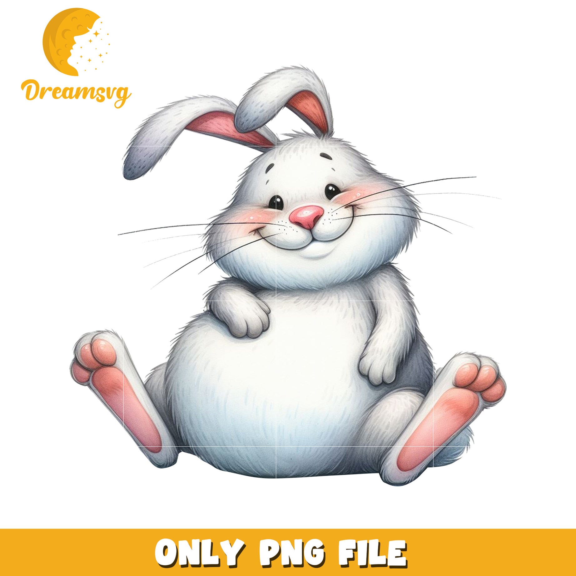 Cute Cartoon Rabbit PNG File for Crafts and Designs