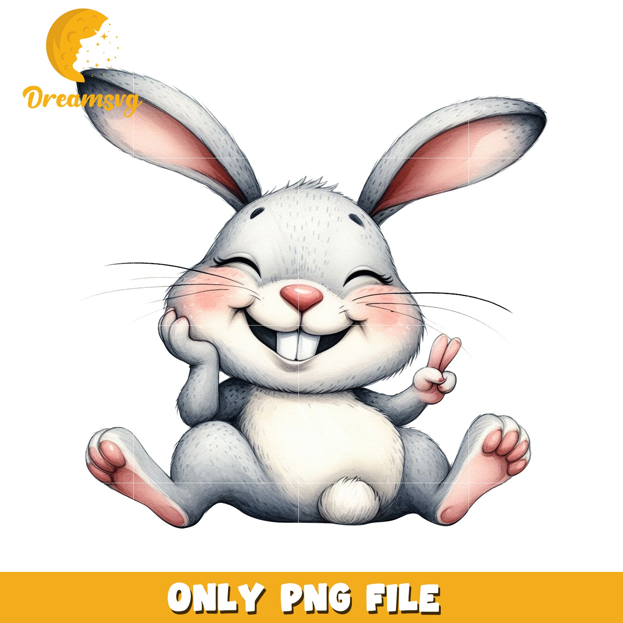 Cute Cartoon Rabbit PNG File for Download and Print