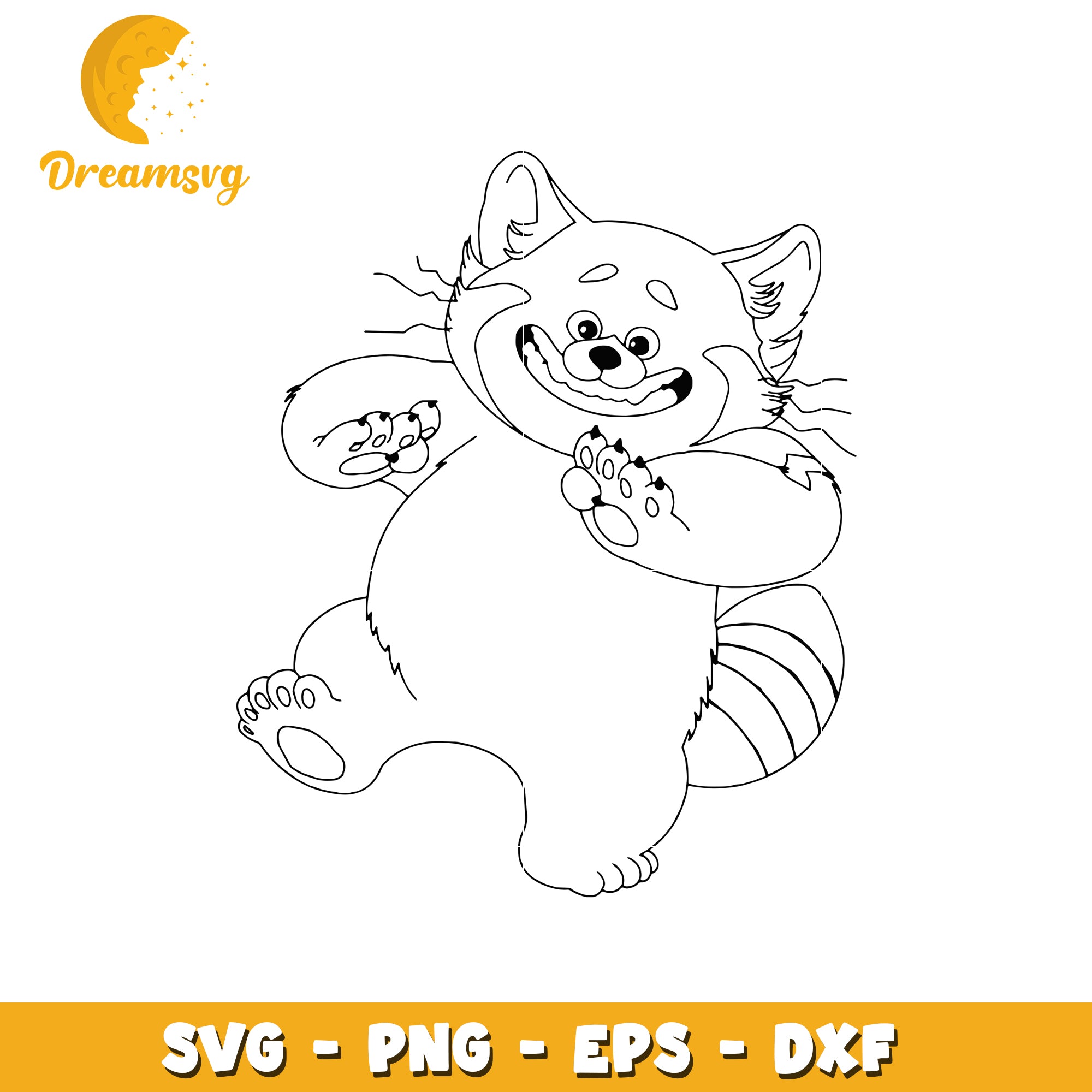 Cute Cartoon Raccoon SVG Coloring Page for Kids Fun Art