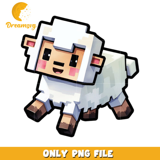 Cute Cartoon Sheep PNG File, Downloadable, Perfect for Crafts
