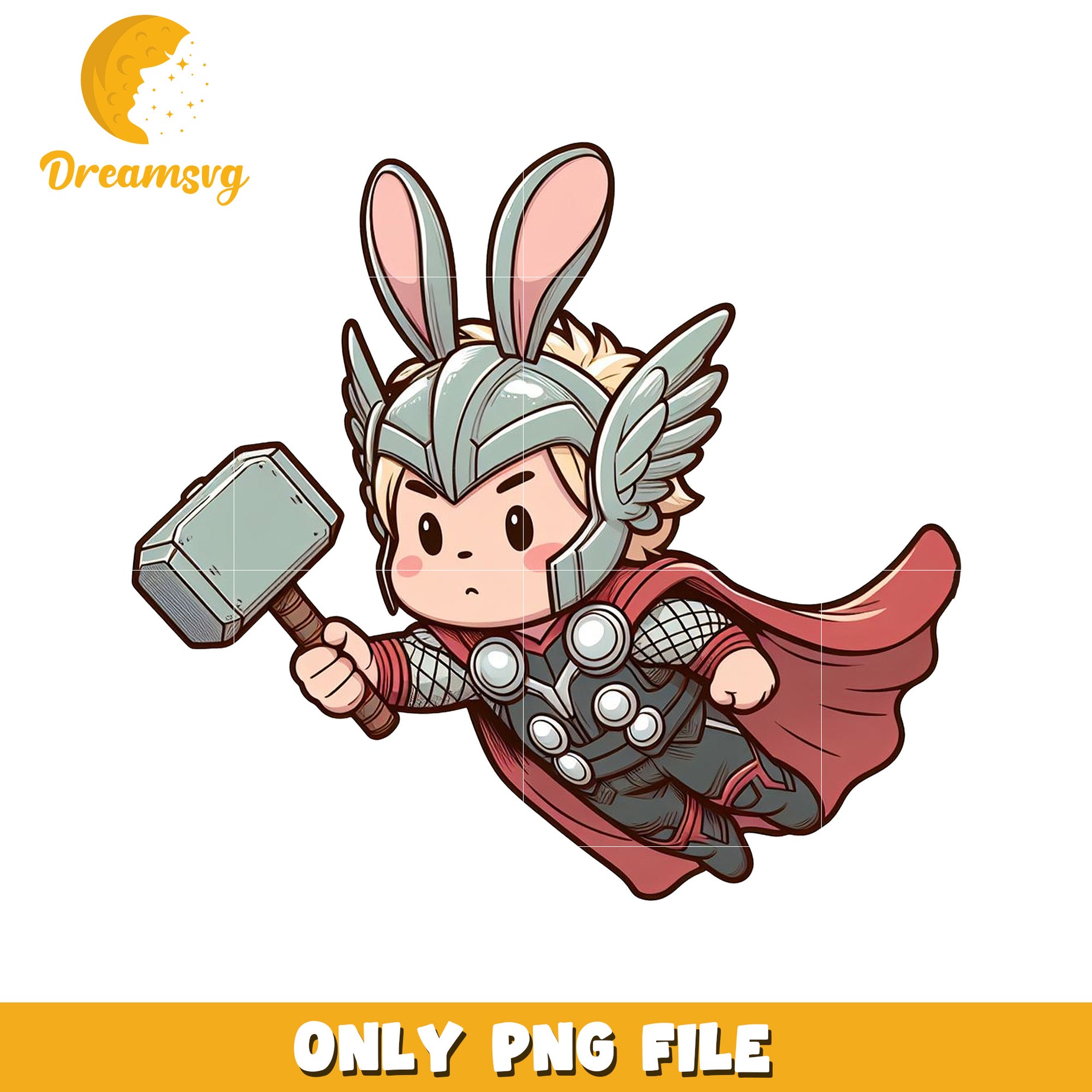 Cute Cartoon Thor Bunny Character PNG File Download