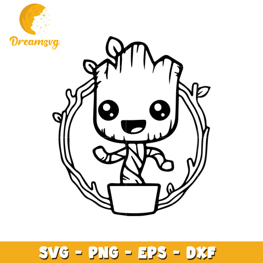 Cute Cartoon Tree Character SVG File for Crafting Fun