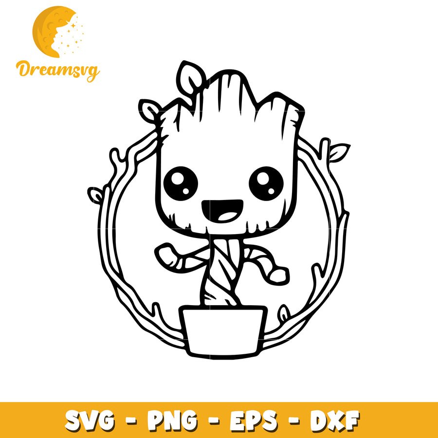 Cute Cartoon Tree Character SVG File for Crafting Fun