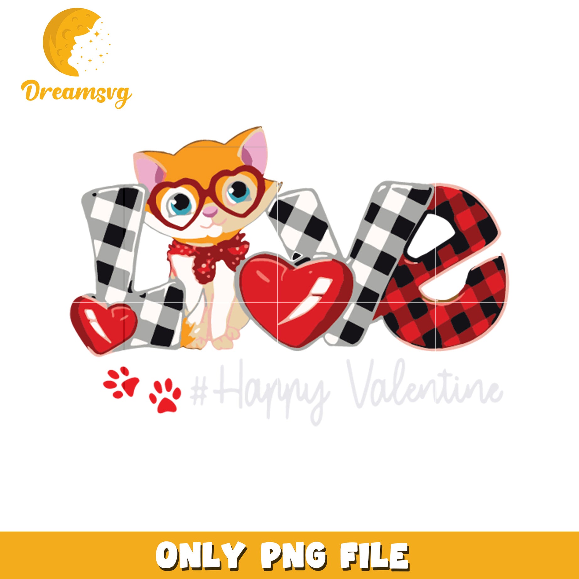 Cute Cat Valentine PNG Design