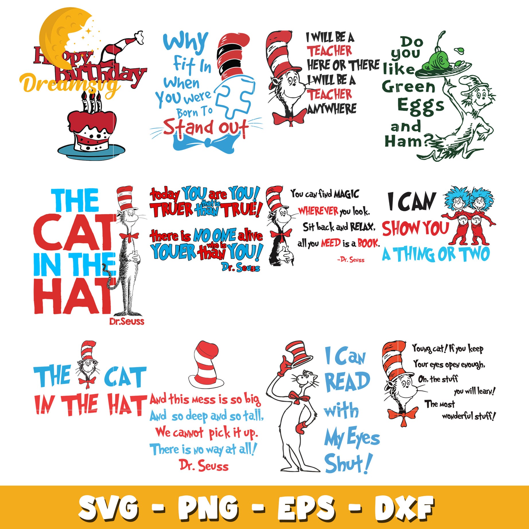 Cute Cat in the Hat SVG Bundle for Fun Projects