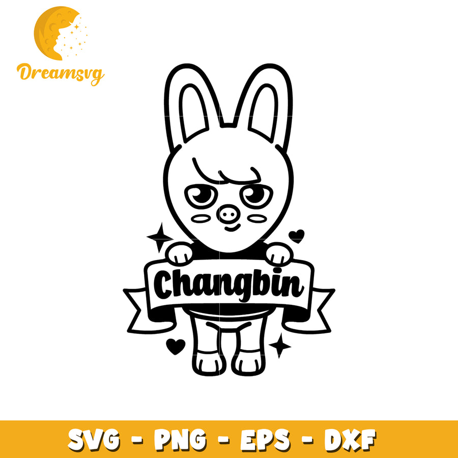 Cute Changbin Bunny SVG Clipart Design for Crafting