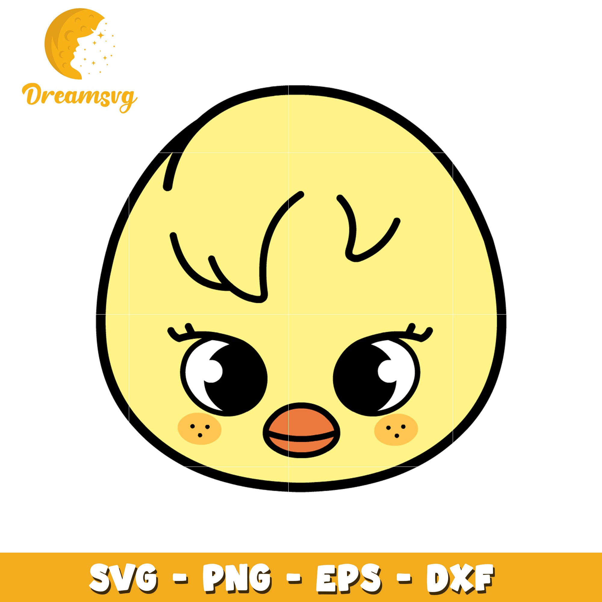 Cute Chick Face SVG PNG EPS DXF