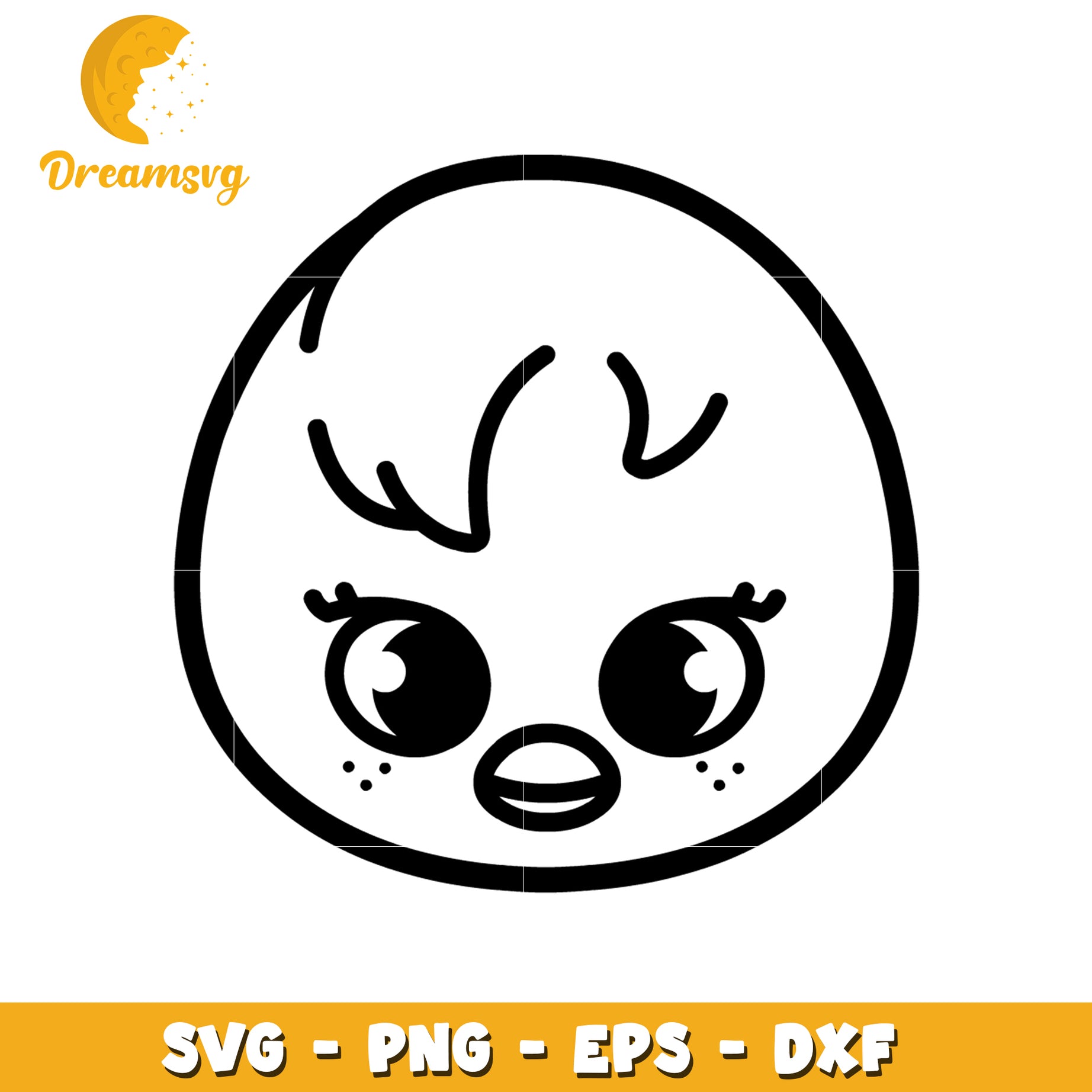 Cute Chick Face SVG PNG EPS DXF Files