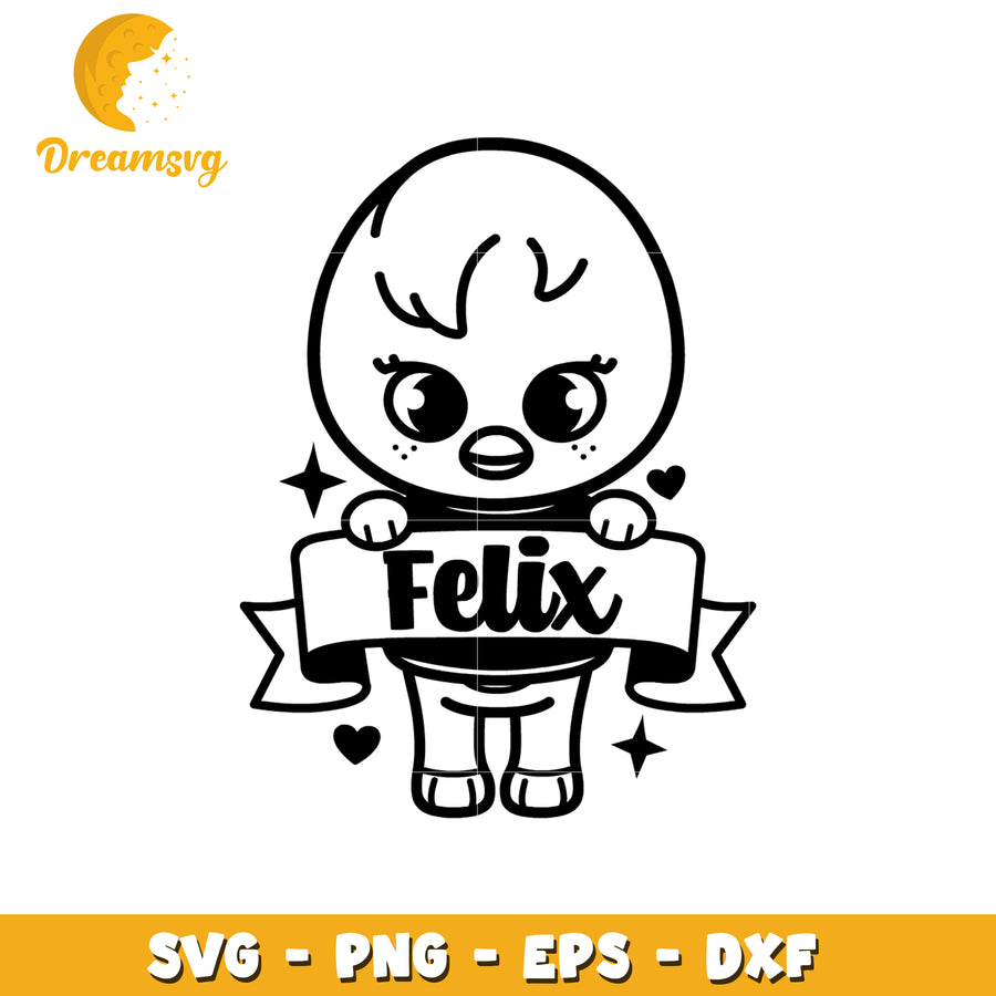 Cute Chick Felix SVG Cut File