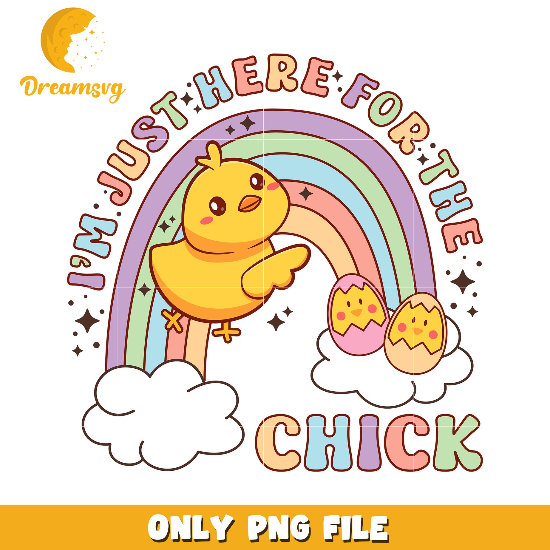 Cute Chick with Rainbow Design PNG for Spring Celebrations