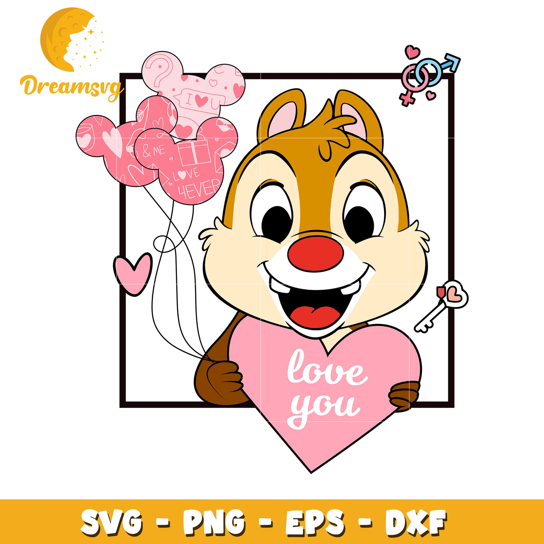 Cute Chipmunk Valentine SVG PNG EPS DXF