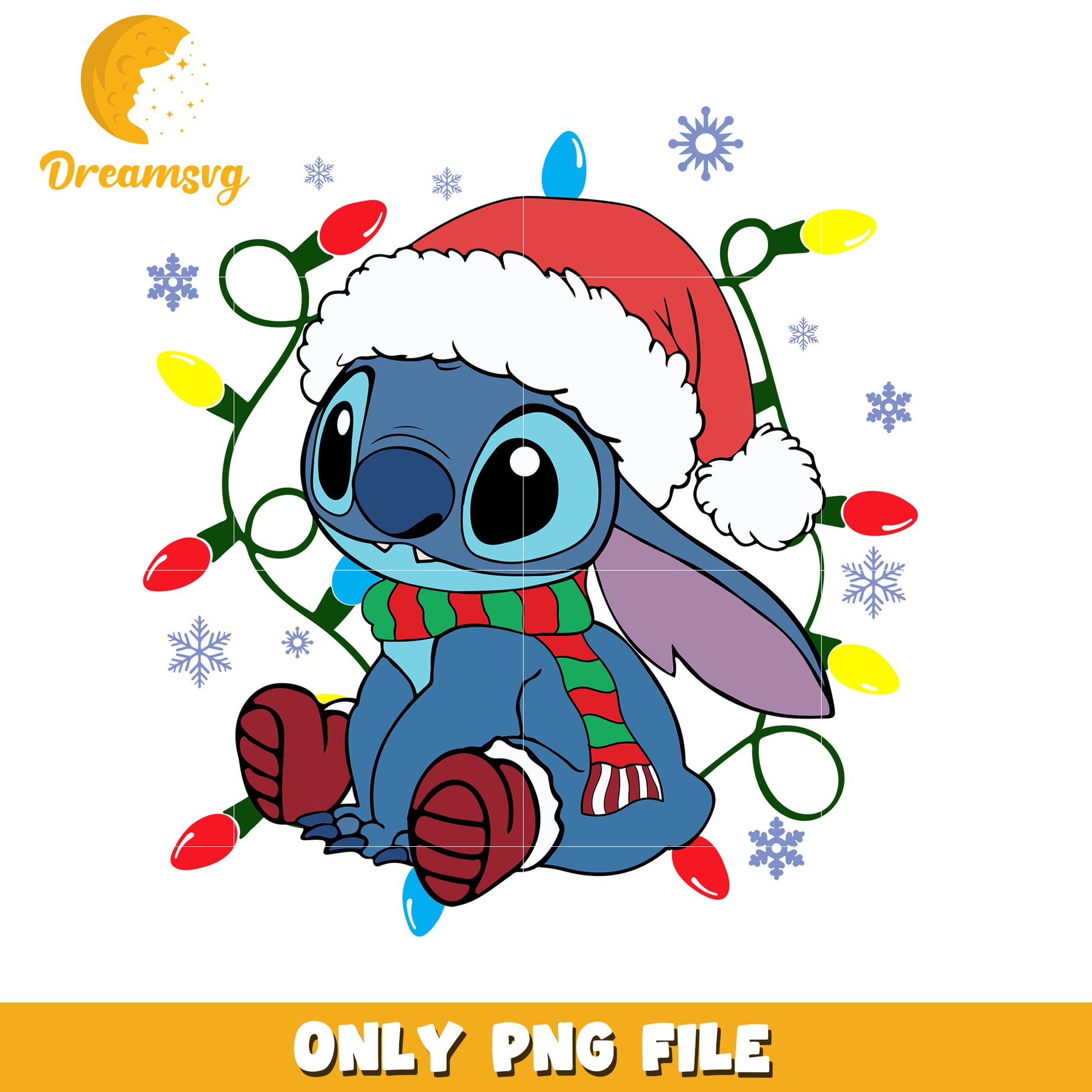 Cute Christmas Stitch Character PNG File Download
