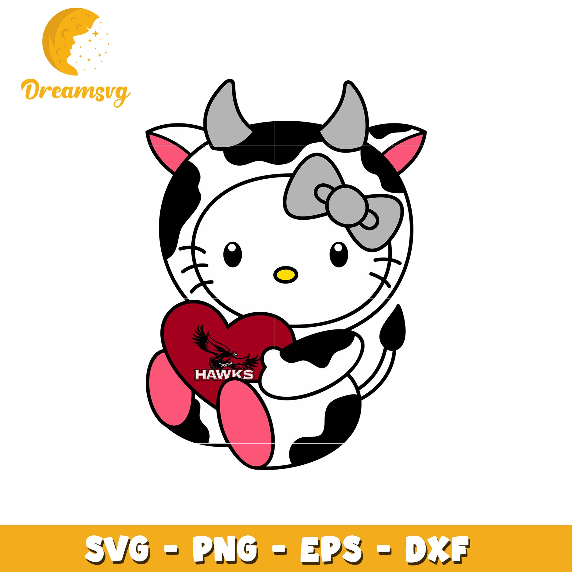 Cute Cow Character Holding Heart SVG Design Clipart