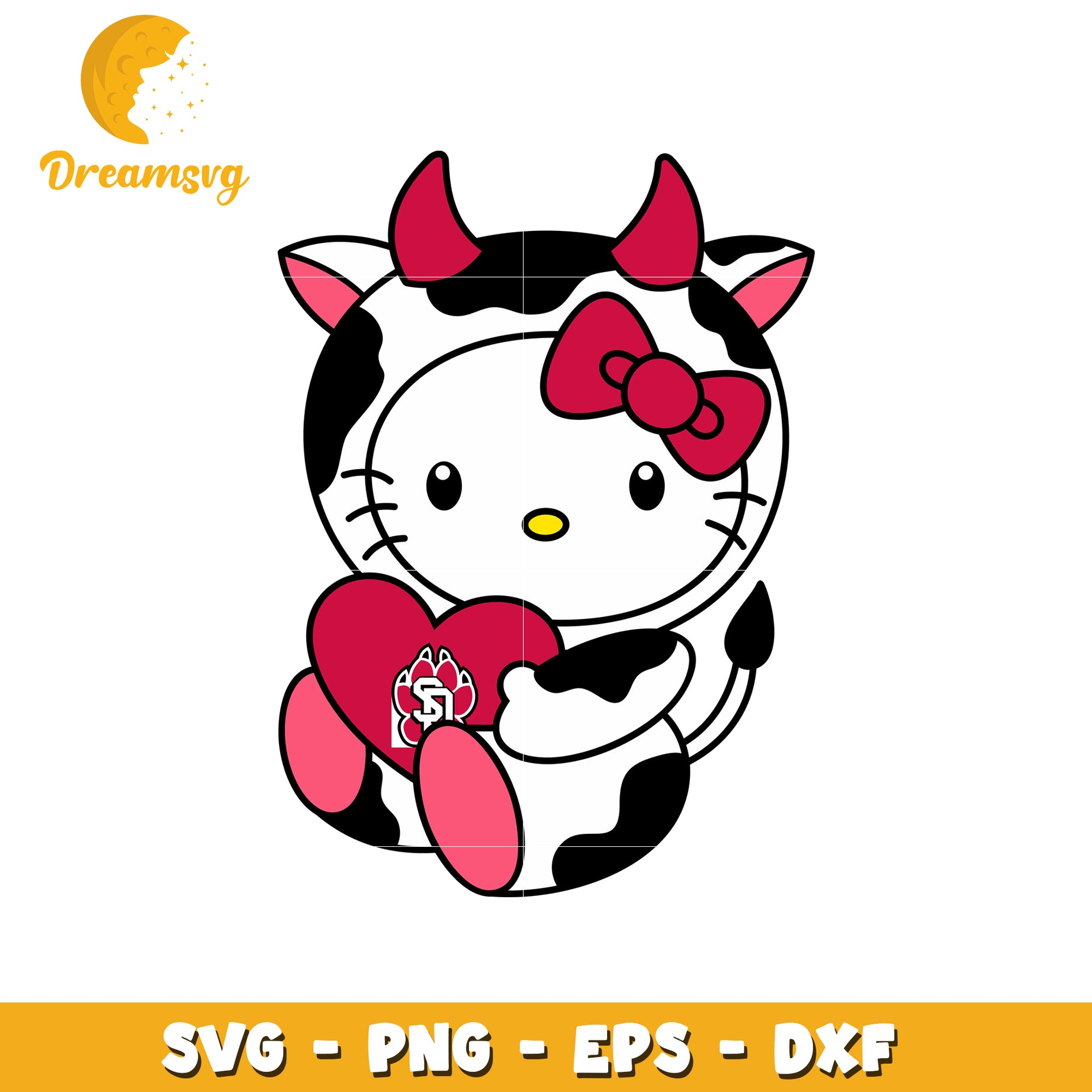 Cute Cow Character Holding Heart SVG Design File