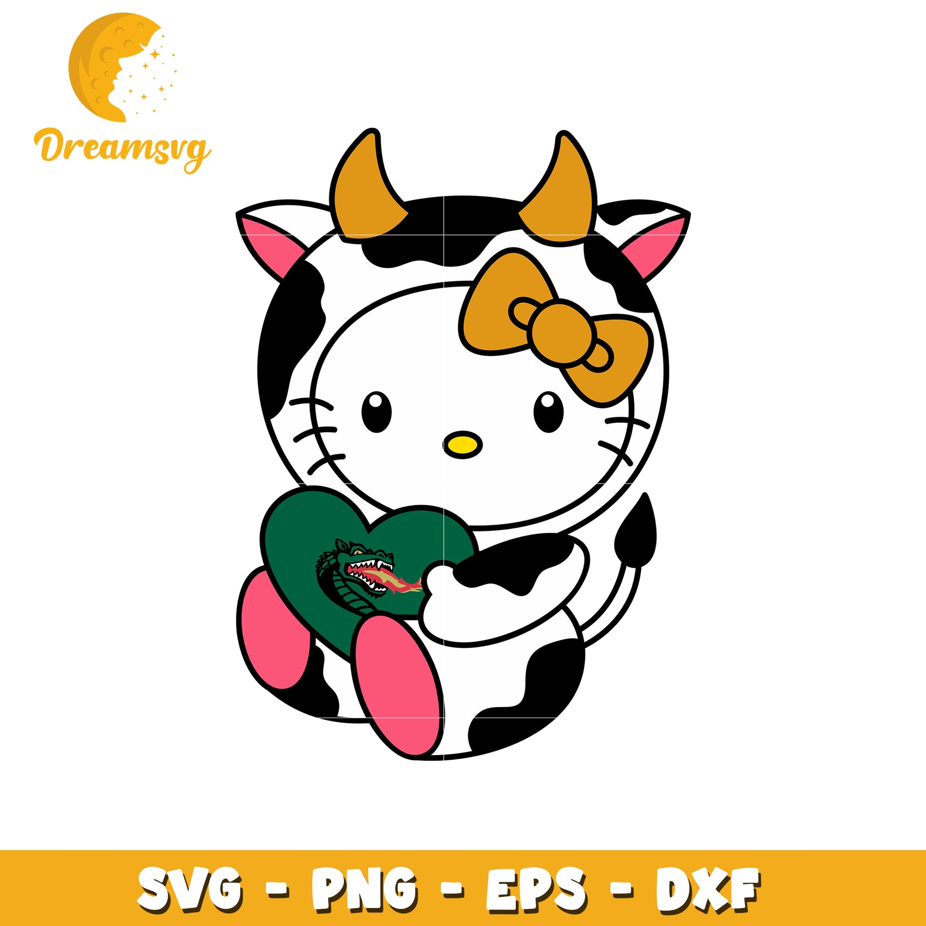 Cute Cow Character Holding Heart SVG Design for Kids