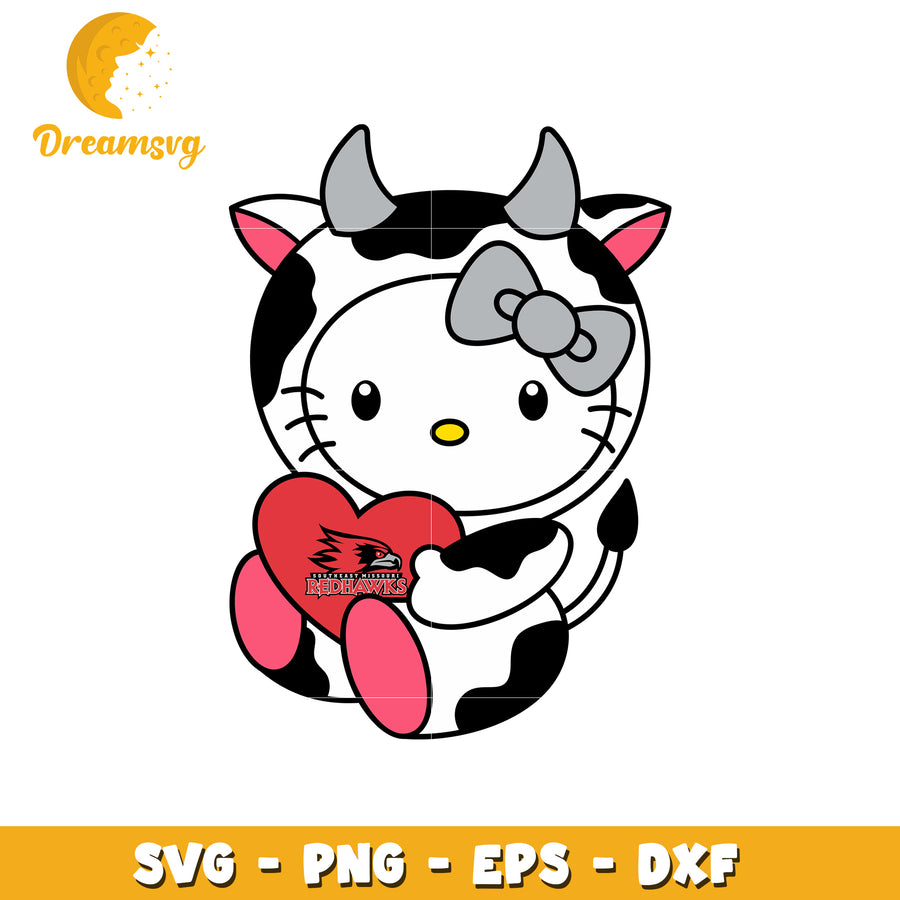 Cute Cow Character SVG Design for Redhawks Fans