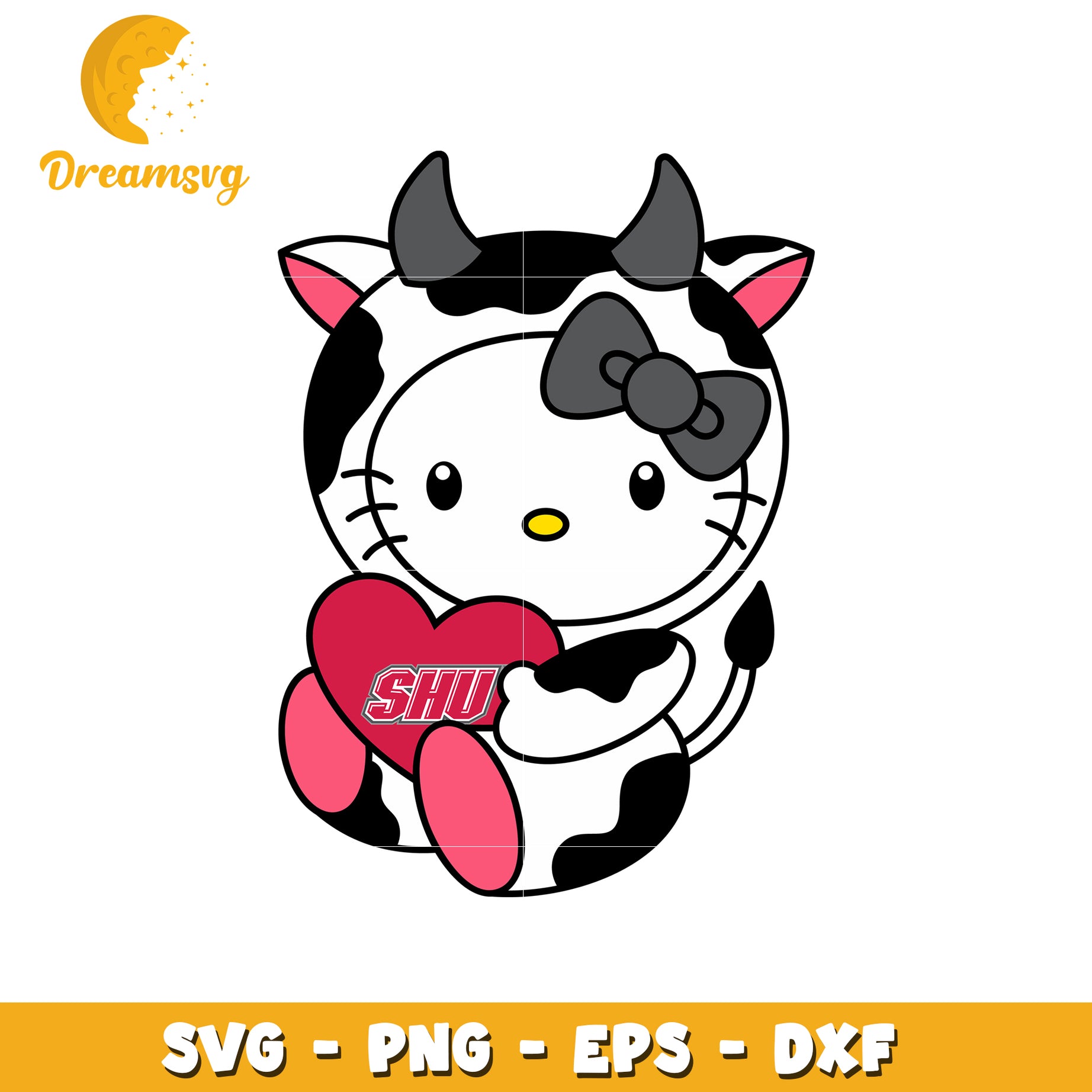 Cute Cow Character SVG Love Design for Crafts