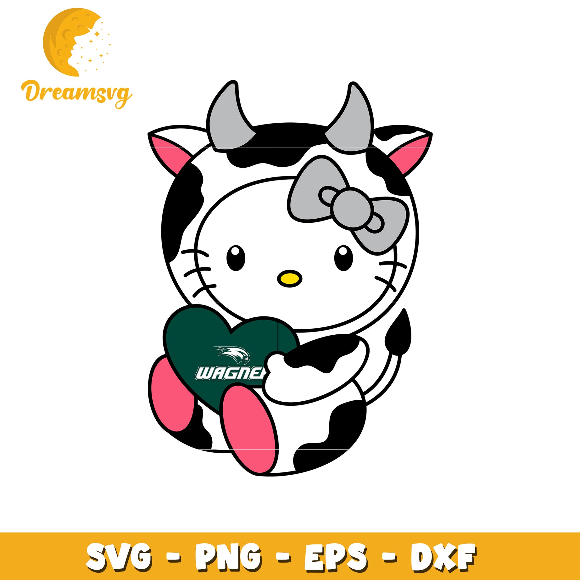 Cute Cow Character with Heart SVG Design File