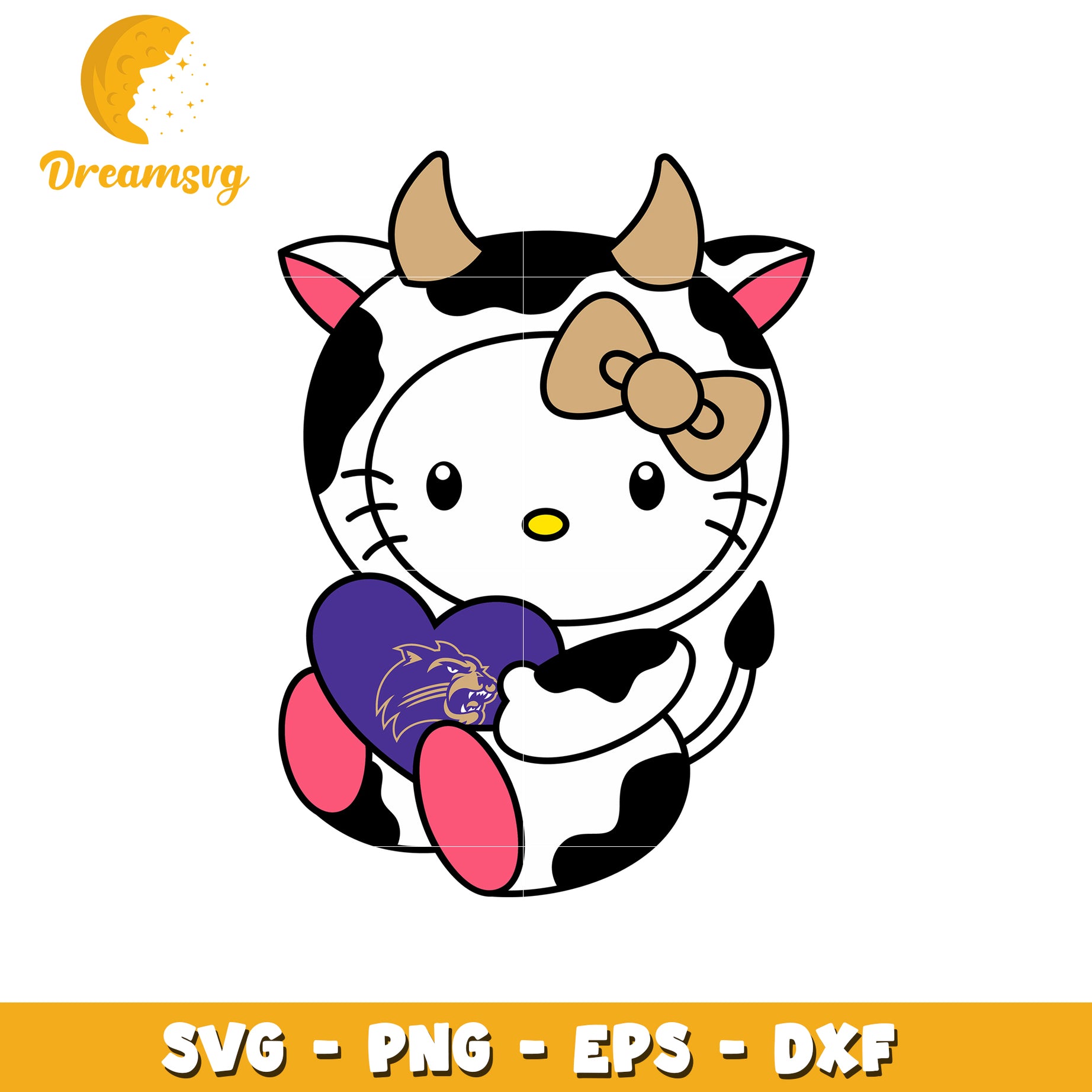 Cute Cow Character with Heart SVG Design for Kids