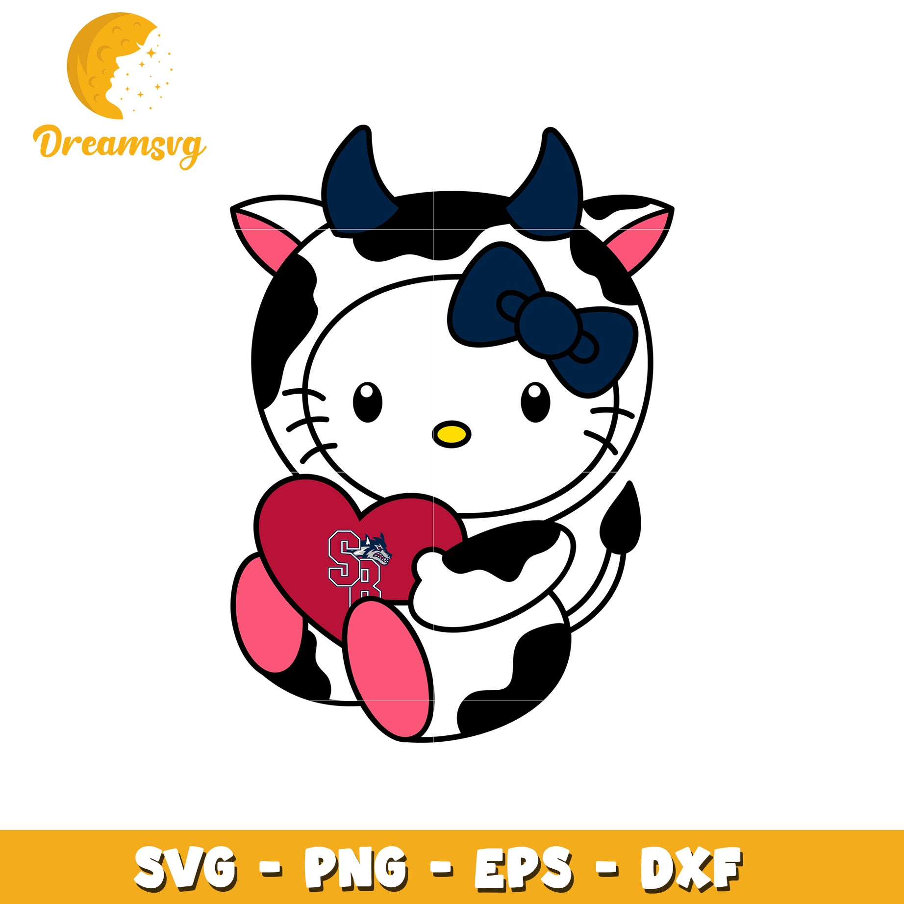 Cute Cow Design with Heart SVG Format Download