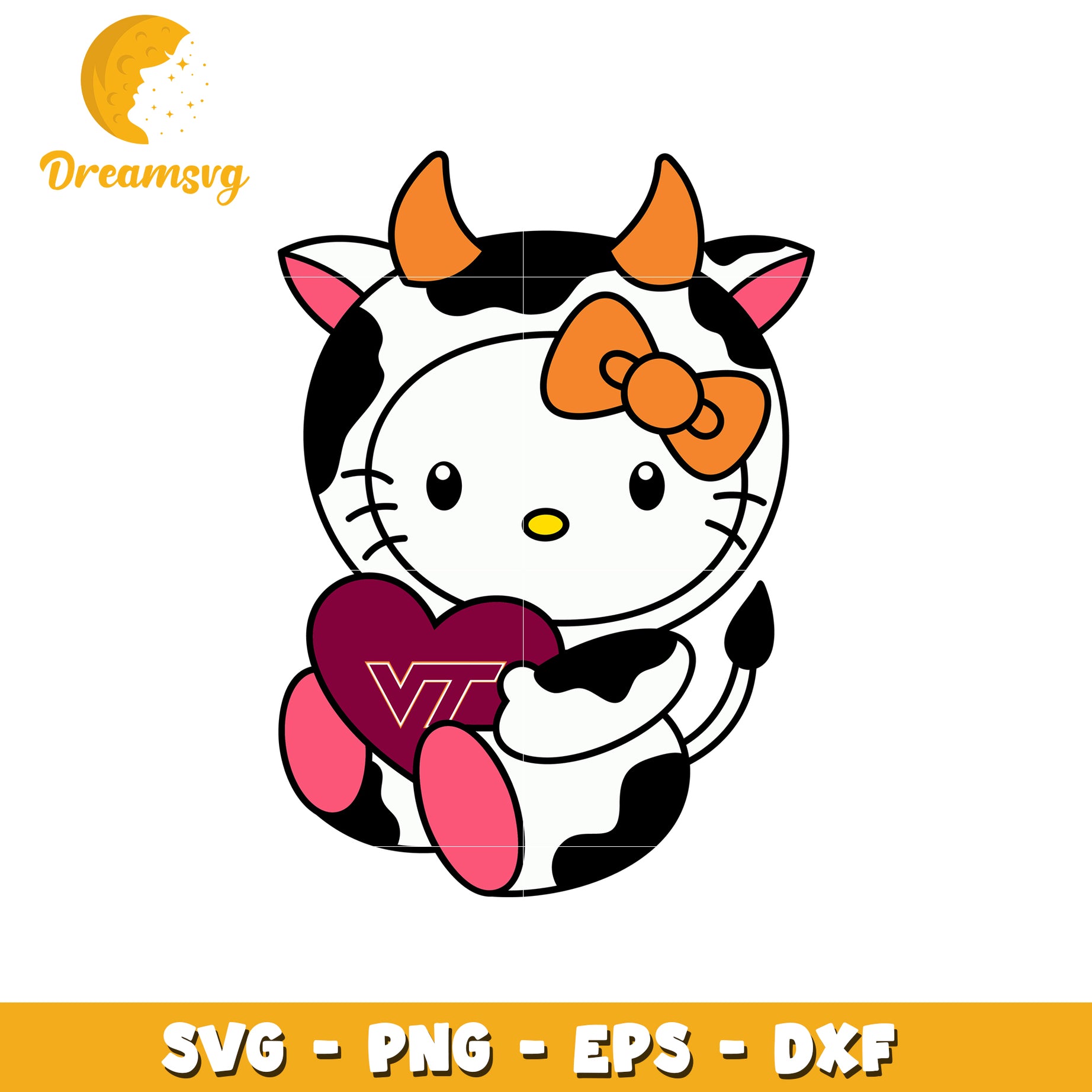 Cute Cow Design with Heart for SVG Projects