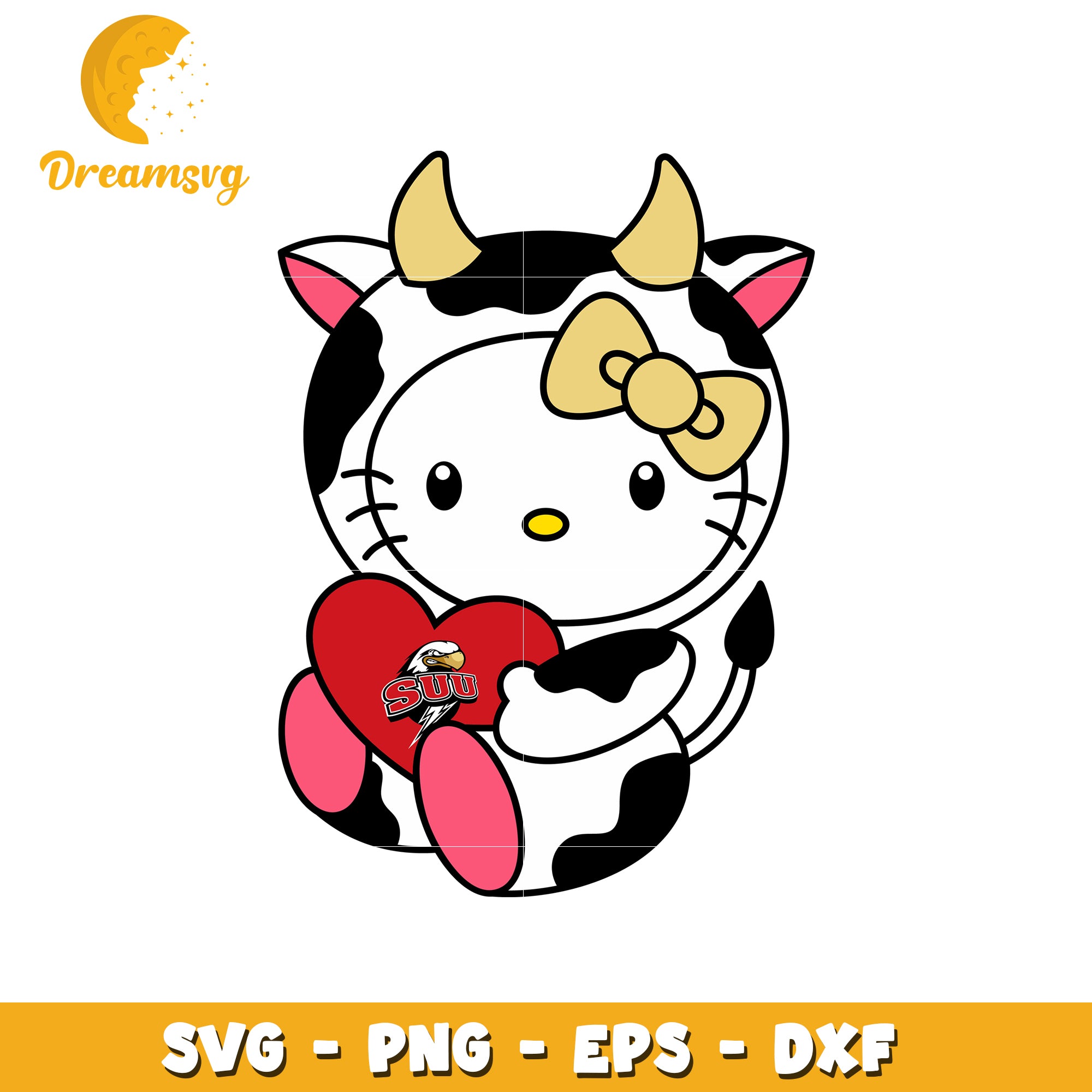 Cute Cow Girl SVG Design with Heart and Logo
