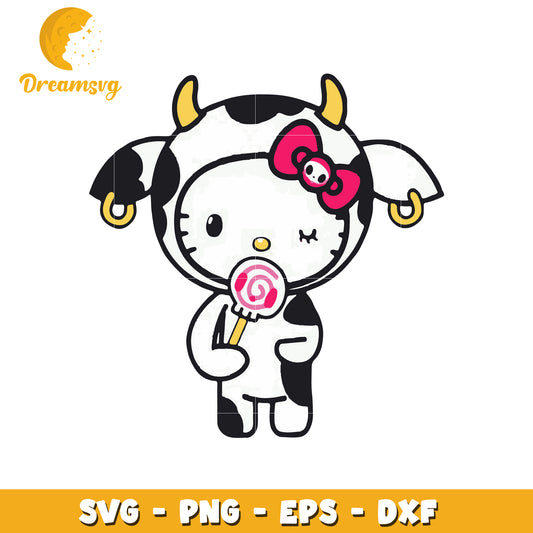 Cute Cow Girl SVG File with Lollipop for Crafting Projects