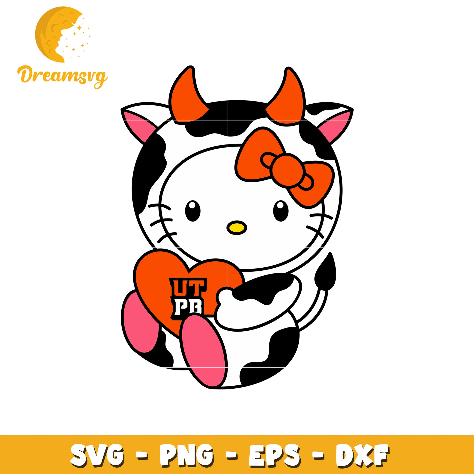 Cute Cow Hello Kitty SVG Design for Crafts