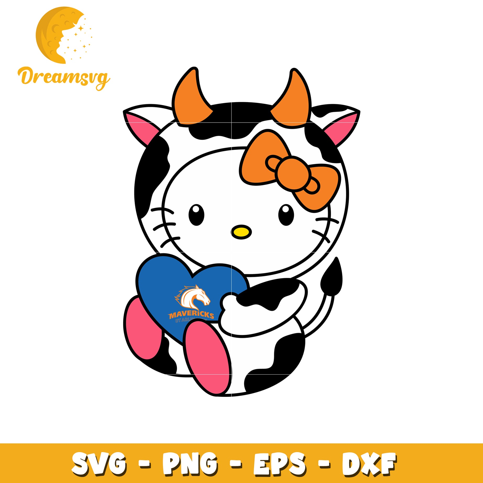 Cute Cow Hello Kitty SVG Design for Crafts Decor
