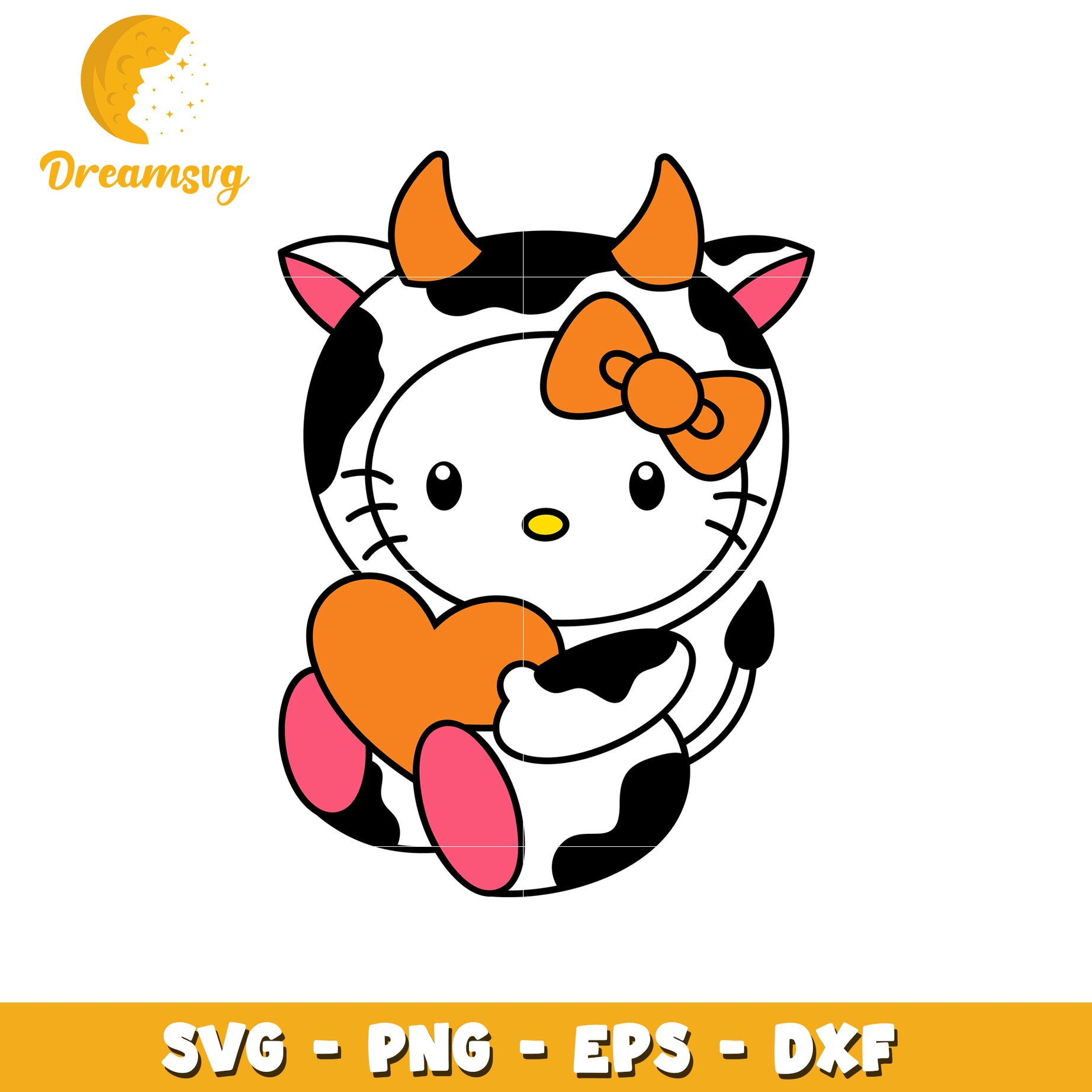 Cute Cow Hello Kitty SVG Design for Crafts Projects