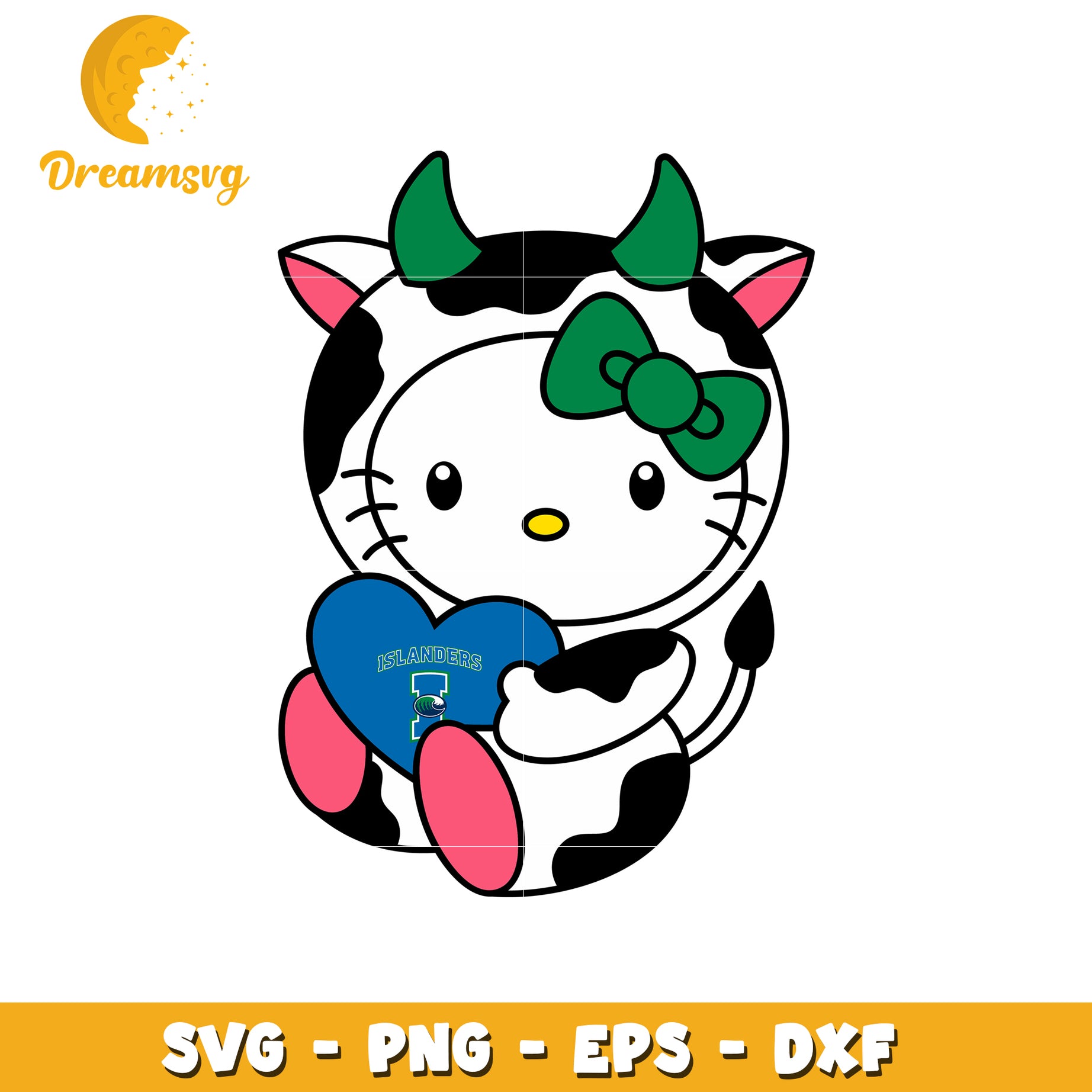 Cute Cow Hello Kitty SVG Design for Islanders Fans