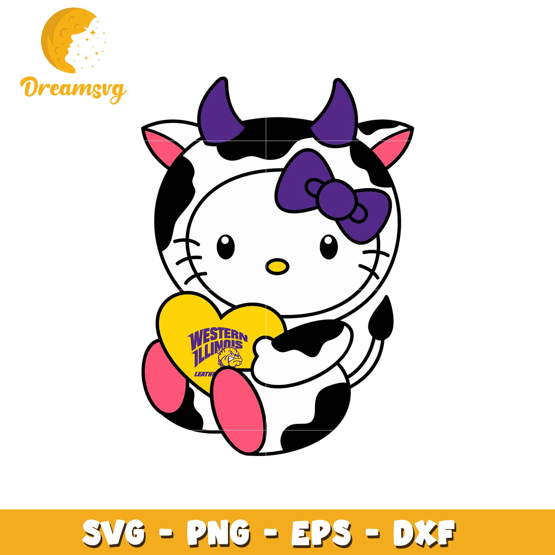 Cute Cow Hello Kitty SVG Design for Western Illinois